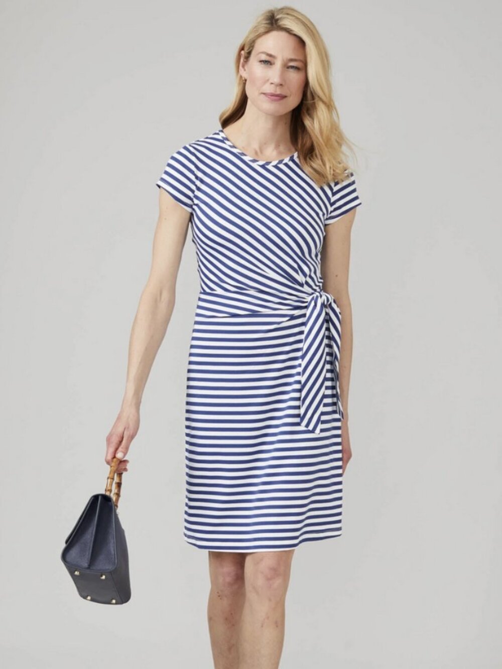 J.McLaughlin/ Elora Dress/ Navy-White Bangle Stripe/ Self-tie/ Large/ LIKE NEW!